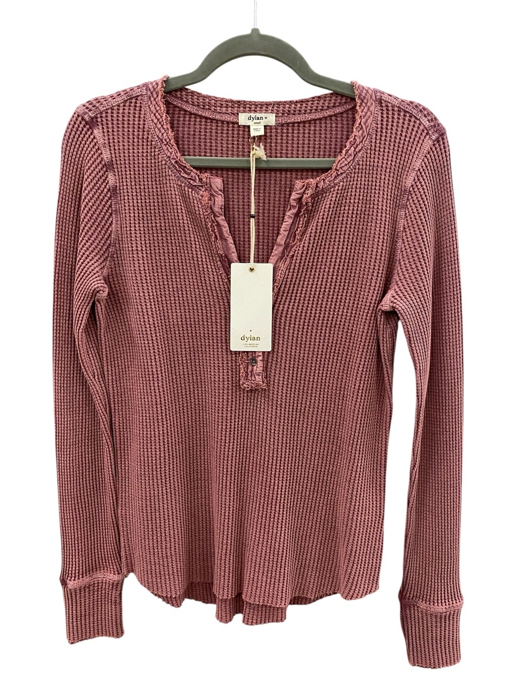 dylan Mauve Waffle Knit Long-Sleeve Henley Top